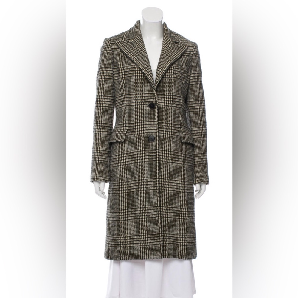 Ralph Lauren Purple Label Black and Cream Plaid Coat